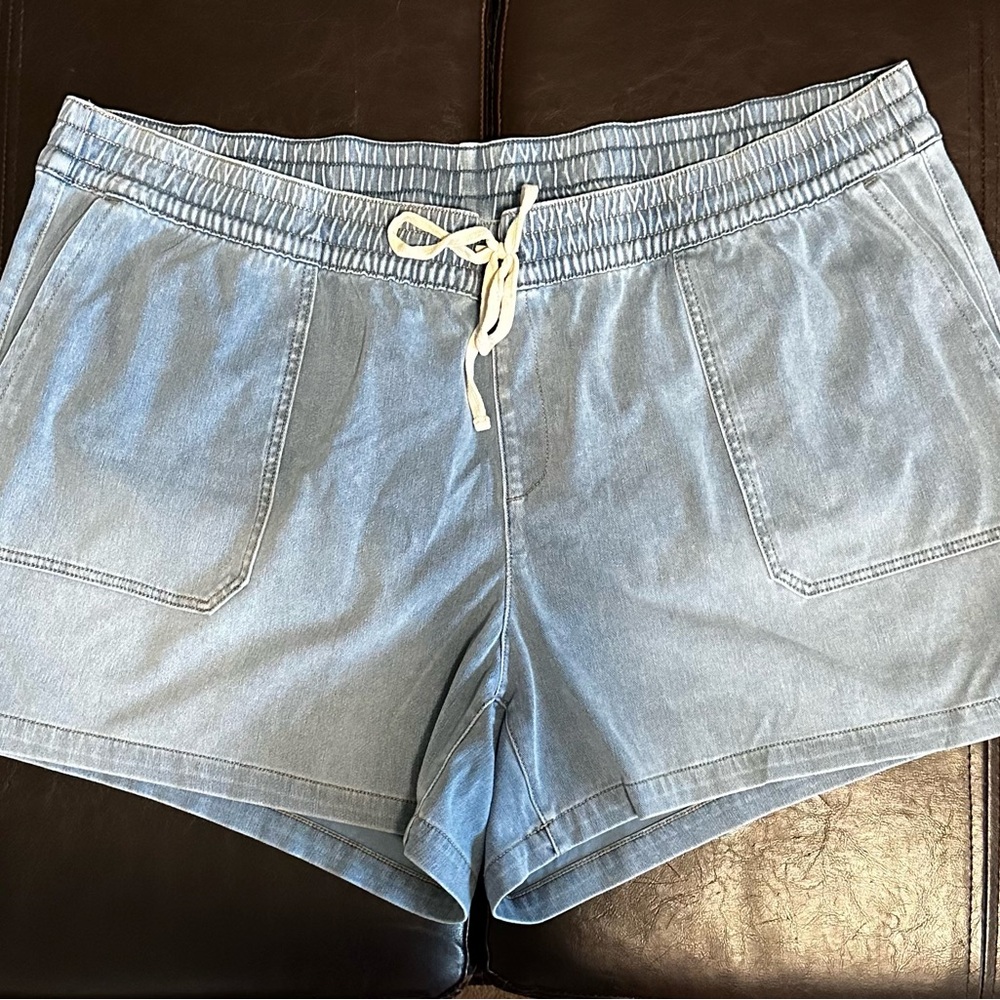 Lane Bryant Light Blue Jean Shorts with Drawstring